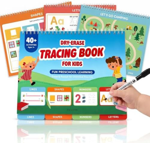 Fun Preschool Workbooks for Kids Age 3-5 - Reusable Dry Erase Tracing Books by ZICOTO
