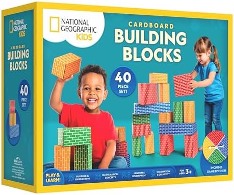 National Geographic Kids Jumbo Cardboard Building Blocks 40-Piece Set by BlueMarbleToys