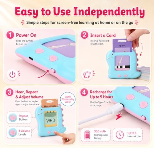 Talking Flash Cards for Toddlers 1-5 Years – Montessori Educational Early Learning & Sensory Speech Therapy Toy with 336 Sight Words for Preschool Boys & Girls - Image 5