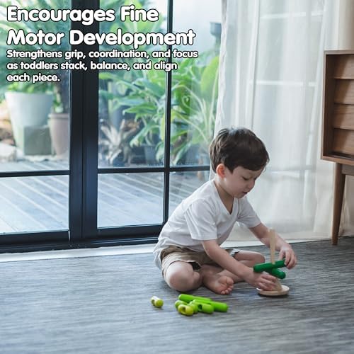 PlanToys® Montessori Wooden Tree Stacking Toy, Color Sorting Kids Playset - Image 6