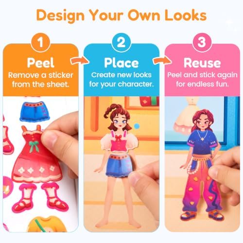 JoyCat Reusable Dress Up Sticker Books, 3-Pack, City Seaside Dreams - Image 6