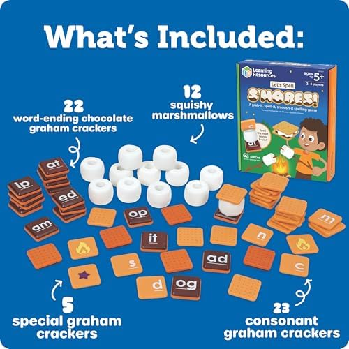 Learning Resources Let's Spell S'mores - Montessori Toys, Kindergarten Learning Activities, Phonemic Awareness Flash Cards, Dyslexia Tools for Kids, Speech Therapy Materials, Learn to Read - Image 6