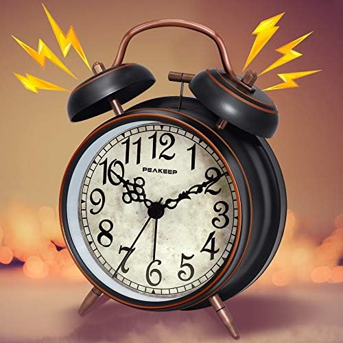 Peakeep Retro 4.5 inches Battery Operated Twin Bell Loud Alarm Clock - Image 2