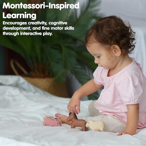 PlanToys Farm Animal Figurines Set - Four Cute Sustainably-Made Wood Pig, Sheep, Cow, and Horse Figures to Stimulate Interactive and Creative Play - Image 5