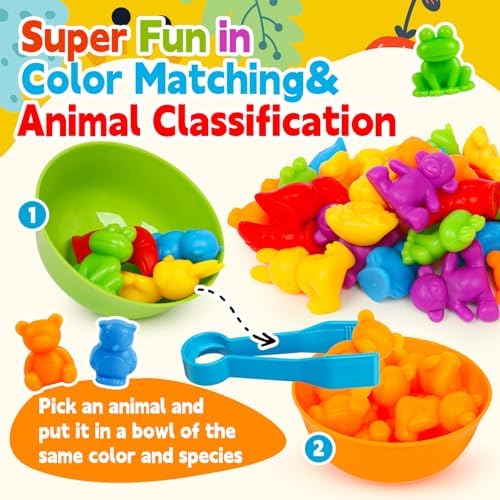 Color Sorting Toys for Kids,Counting Animals Matching Games Montessori Educational Preschol Learning Activities Sensory Traning Toys Gift for 3+ Year Old Boys Girls - Image 5