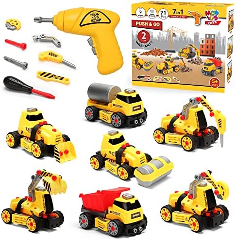 Mobius 7-in-1 Take-Apart Construction Truck Set with Drill, Ages 3+ by MOBIUSToys