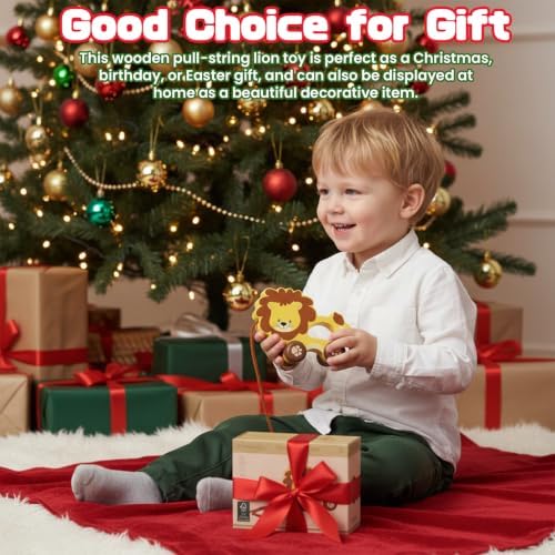 Baby Toys Car,Wooden Pull Along Toy for Toddlers 1 2 3 Year Olds - Image 6