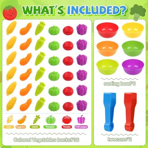 TSYAN Montessori Vegetable Color Sorting & Counting Sensory Toys - Image 3