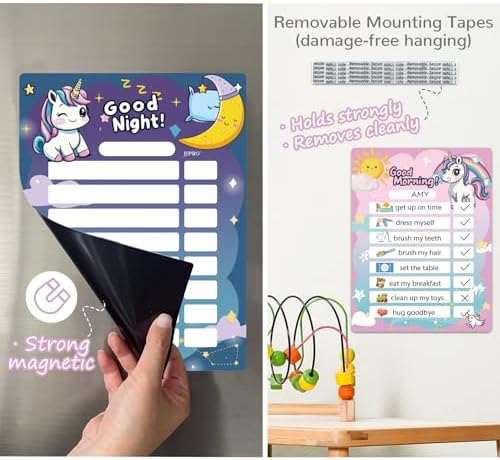 Magnetic Morning Bedtime Routine Chart for Kids,Toddler Daily Schedule Board, Unicorn Behavior Chart for Kids at Home,Toddlers Schedule Board - Image 5