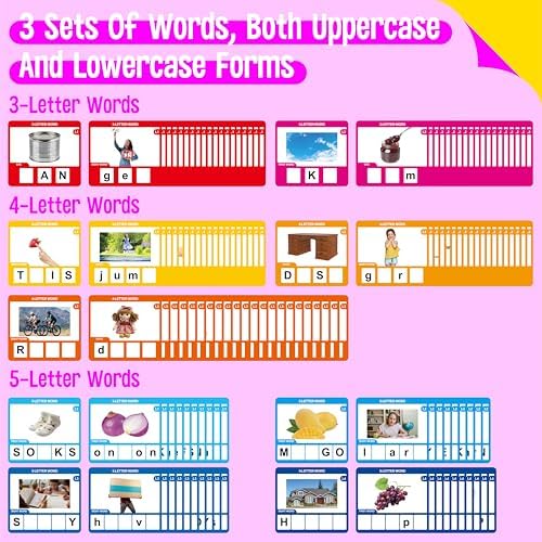 Word Spelling Game, 312 Wooden Letters Tiles & 300 Common Words for - CVC, CVCC, CCVC, Sight Word & First Word Learning, Montessori Early Educational Tool for Kids 4-9, Autistic Toys for Grades 1-3 - Image 2