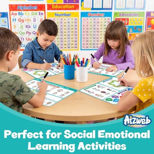 Aizweb Big Feelings Deck-12 Pack 9x12" Dry Erase Emotions Flash Cards with Coping Skills,Feelings Chart for Kids,Autism & ABA Tools,Calm Down Corner Supplies for Preschool Kindergarten Classroom - Image 6