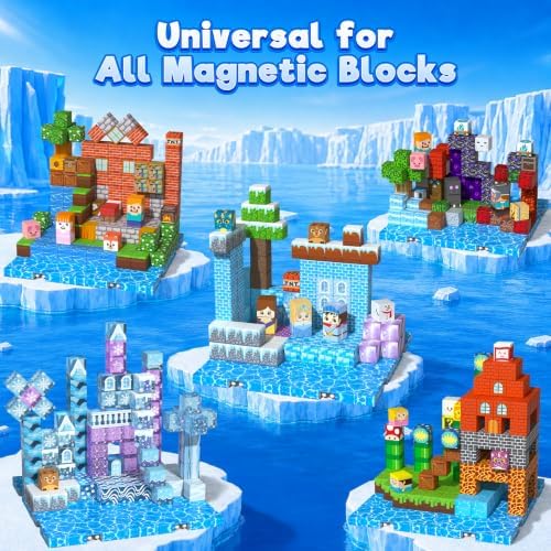 4PCS Magnetic Blocks Base Plates for Kids, 4" x 4" Strong Grip Base (Water) - Image 4