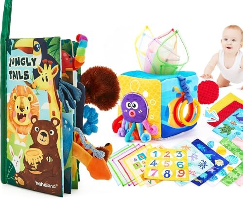 hahaland Baby Sensory Book & Baby Sensory Tissue Box Toy by hahaland