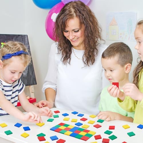 Jexine 400 Pcs Foam Square Counters Color Tiles Square Color Sorting Tiles Math Counters Manipulatives, Sorting Toy, Counting, Learning, Classroom Crafts, Bingo for Kids with Storage Box - Image 5