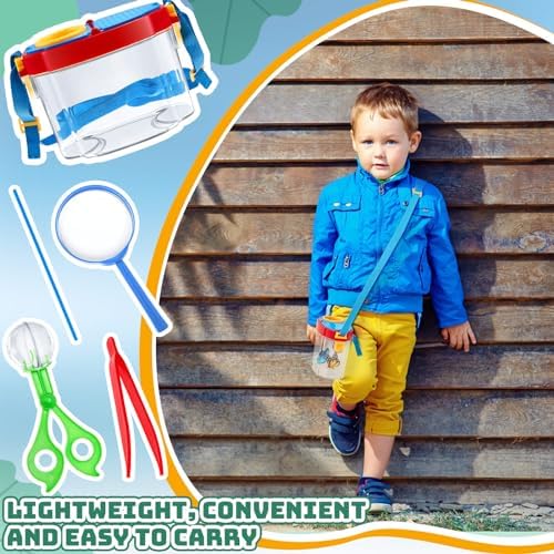 36 Pcs Bug Catcher for Kids, Bug Catching Kit with Insect Transfer, Tweezers, Magnifying Glasses, Sticks, Observation Cages, Shoulder Straps for Kids Gift(Blue) - Image 4