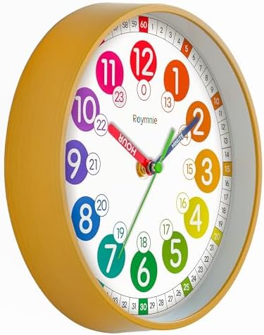Roymnie Wall Clock Kids Battery Operated Silent Non-Ticking Classroom 8" - Image 5