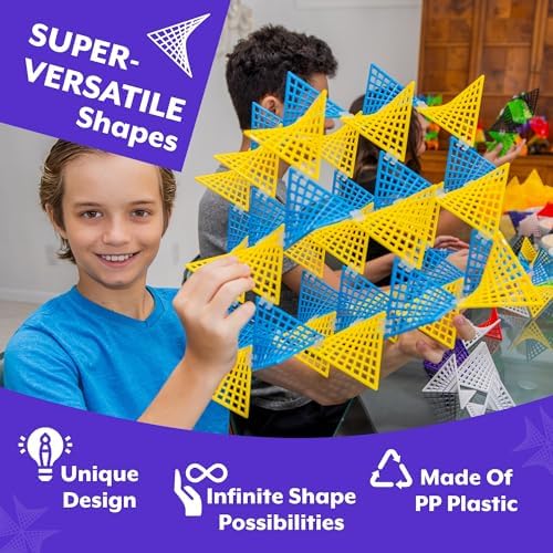 HyperTiles Hyperbolic Building Toy - 3" x 3" STEM Educational 3-Dimensional Adventure: 48 Tiles & 80 Connectors for Logic & Creativity - Infinite Shapes that Flex and Hinge - by Fun In Motion Toys - Image 4