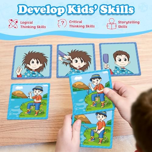 Kasfalci Sequencing Cards,Sequence Board Game for Kids,Speech Therapy Materials Toys for Autism,Story Storytelling,Social Skills,Sentence Building,Preschool Learning Activities,Classroom & Homeschool - Image 4