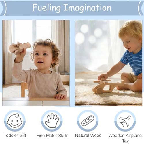 Wooden Airplane Toy with Spinning Propellers for Ages 3+ Years - Montessori-Inspired Wooden Toys Perfect as a Gift for Toddlers - Image 4