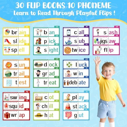 YOTOY Phonics Flash Cards Flip Books, Kindergarten Sight Word - Image 2