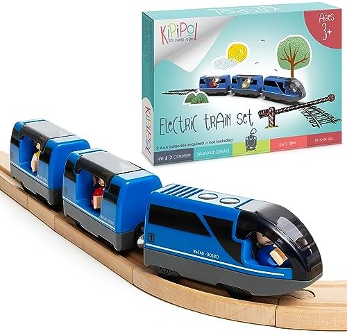 Kipipol Battery Operated Action Locomotive Toy Train Set for Wooden Tracks, (Magnetic)-Compatible with Thomas The Train Toys, Brio Tram Set for Toddlers 3-5 and up, Stocking Stuffers for Kids by TOYSWORTHPLAYING