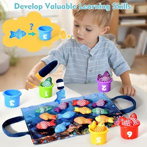 Montessori Toys for 1 Year Old Boy Girl Gifts, Cloth Fishing Game Toddler Toy 1-3, Sorting Learning Baby Toys 6-12-18 Months, Toddler Toys for Baby Easter Gifts - Image 4