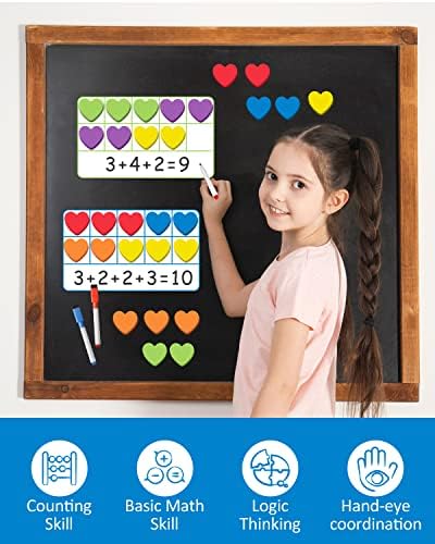 Coogam Magnetic Ten Frame Set, Math Manipulative Games for Kids with 6 Ten Frames 60 Magnetic Math Counters, Montessori Educational Toy Gift for Preschool Kindergarten 3 4 5 Year Old Toddlers - Image 5