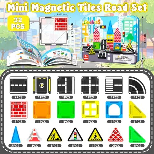 Mini Magnetic Tiles Road Set, STEM Building Toys for Kids Ages 3-8 - Image 3
