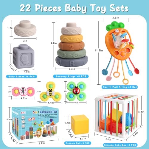 Vinlon Montessori Toy Set for Toddler Aged 6+ Month -Sensory Fine Motor Skill Learning Toys for Baby Boys Girls. Easter Basket Stuffers Valentine's Day Gift for 1 2 Years Old - Image 6