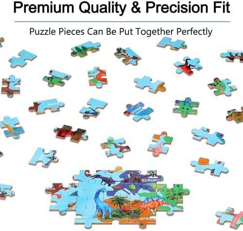 LELEMON Puzzles for Kids Ages 4-6,Dinosaur Map 100 Piece Puzzles for Kids Ages 6-8 in a Metal Box,Educational Jigsaw Puzzles,Childrens 100 Piece Puzzle Games Puzzle Toys for Girls and Boys - Image 5