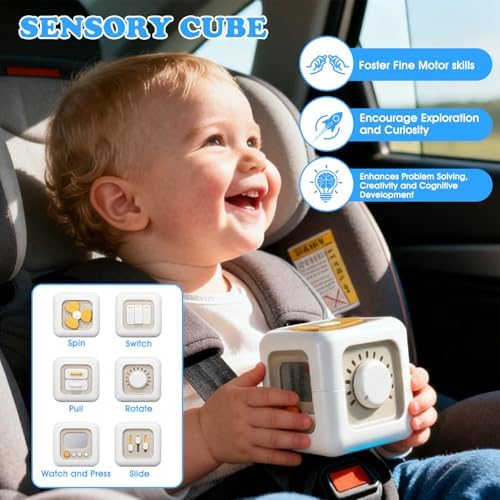 6 in 1 montessori baby toys for 6-36 months old-incl Busy Cube,stacking cups,Shape Sorting Bin,baby blocks,crinkle books, suction cups spinners,Sorting Learning Sensory Toys Gift for Babies Aged 1-3 - Image 5