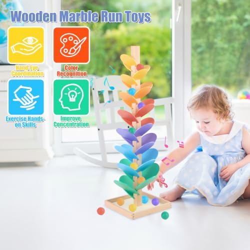 Marble Run Wooden Music Tree Montessori Toys Marble Runs for Kids 4-8 - Image 3
