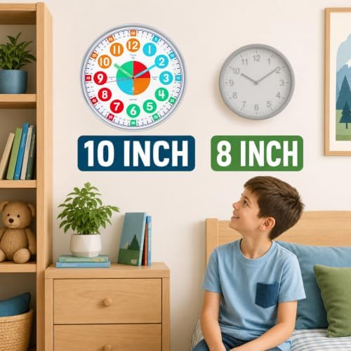 OWLCONIC Kids Teaching Clock - Learning Clock, Silent 10in, Classroom Decor - Image 5