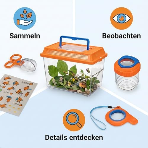 Bresser DieMaus Outdoor Set Children's Naturalist Terrarium Landing Net Magnifying Glass Box Collection Tool Sticker Explorer Set from 8 Years - Image 2