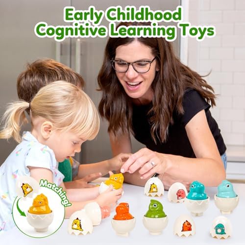 Dinosaur Toys,Egg Toy for Toddlers 1-3,Montessori Sensory Early Educational Learning Shape Matching & Sorting Games Fine Motor Toys Christmas Stocking Stuffers Gifts for Boys Girls - Image 3