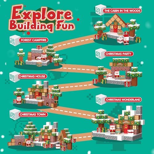 Magnetic Blocks, 200PCS Magnetic Building Block Cubes, STEM Montessori Sensory Toys for Kids Boys Girls Ages 3 4 5 6 7 8 9 10 (Christmas Version) - Image 3