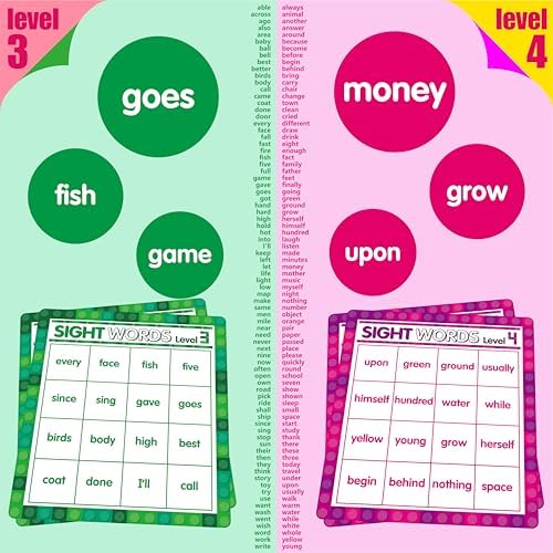 SpriteGru Sight Word Bingo Game, 160 Sight Words Learn to Read Level 3 & Level 4 Bingo Board Game Dolch's & Fry's Words Lists for Kindergarten and Preschool Kids 4-8, Perfect for Classroom & At Home - Image 4