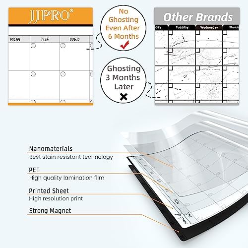 JJPRO Magnetic Monthly Calendar Whiteboard Set for Fridge-Monthly Planning Board and Two Bonus Dry Erase Grocery Board&Weekly Menu Board-Meal Planner Whiteboard/to-Do List-6 Markers - Image 3