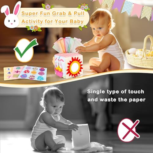 Easter Baby Toys Montessori Toys Baby Tissue Box Toy for Babies 3 6 9 Months, Easter Gifts, Easter Basket Stuffers for Babies - Image 4