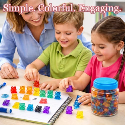 110 PCS Translucent Counting Bears with Storage Jar, Color Sorting Math Manipulatives for Toddlers 3+, Preschool & Kindergarten Learning Toys, Bear Counters - Image 7