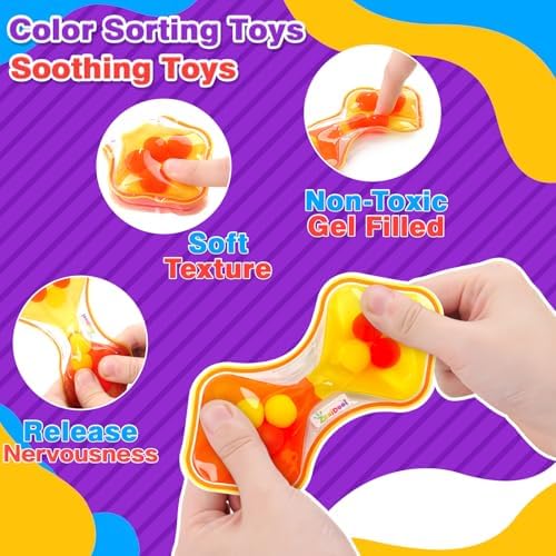 Sensory Fidget Toys for Kids Toddler: 16 Pack Color Sorting Squeeze Toys - Image 2