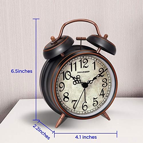 Peakeep Retro 4.5 inches Battery Operated Twin Bell Loud Alarm Clock - Image 6