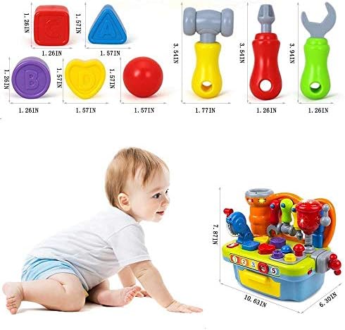 Yiosion Musical Learning Tool Workbench Toys for 1 Year Old Boy, One Year Old Boy Gifts, Toddler Tool Bench with Shape Sorter - Image 6
