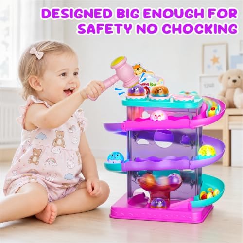 2-in-1 Ball Drop & Car Ramp Race Track Montessori Toy for Toddlers Ages 1-5 - Image 2