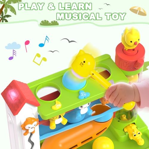 Ussybaby Musical Toys for 1-2 Years Old Boy,Bilingual Ball Drop Toy（Green） - Image 3