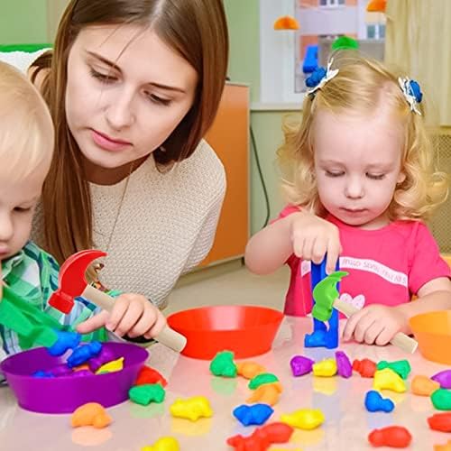 Fowecelt 2 Pack Wooden Hammer Toys Simulation Hammers Maintenance Tools Educational Toys for Kids Birthday Party Games Supplies(Red & Green) - Image 6