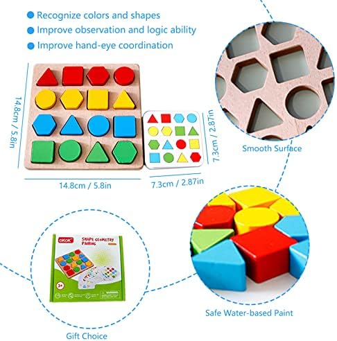Montessori Toys for 3 4 5 6 7 8, Educational Wooden Pattern Blocks Race Shape Matching Sorting Sensory Toy, Geometric Shape Activity Board Game Toddlers Kids Boys Girls (for 2 Players) - Image 3