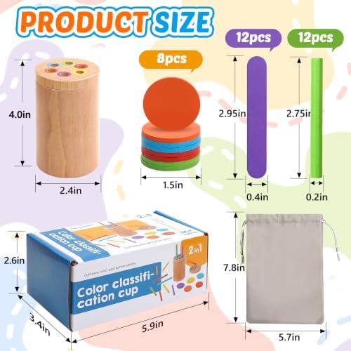 Montessori Toys for 1-3 Year Old, 3 in 1 Wooden Color Sorting Stacking Travel Toy for Toddlers 18+ Months with Magnetic Lid, Birthday Christmas Learning Gift for 2-4 Year Olds Boys Girls - Image 7