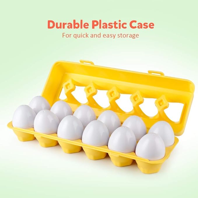Coogam Matching Eggs 12 pcs Set Color & Shape Recoginition Sorter Puzzle for Toddlers Easter Travel Game Early Learning Educational Fine Motor Skill Montessori Gift for Year Old Kids - Image 6