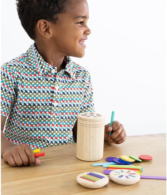 Fat Brain Toys 3-in-1 Sorting Cup, Wooden Color and Shape Matching Activity, Montessori-Inspired Self-Directed Play for Preschoolers and Kindergarteners, Ages 3+ - Image 3
